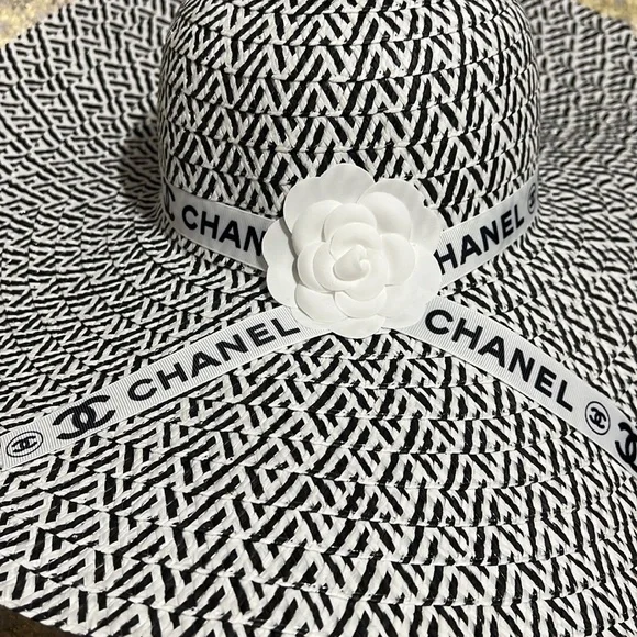 CHANEL CC Grosgrain Ribbon Camellia Flower Floppy Sun Hat - Influencer Trending - Picture 6 of 10
